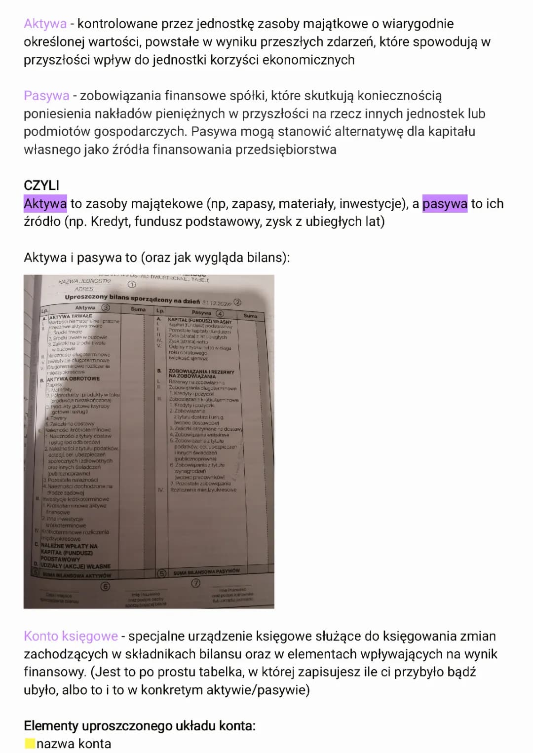 aktywa i pasywa, bilans, księgowanie 