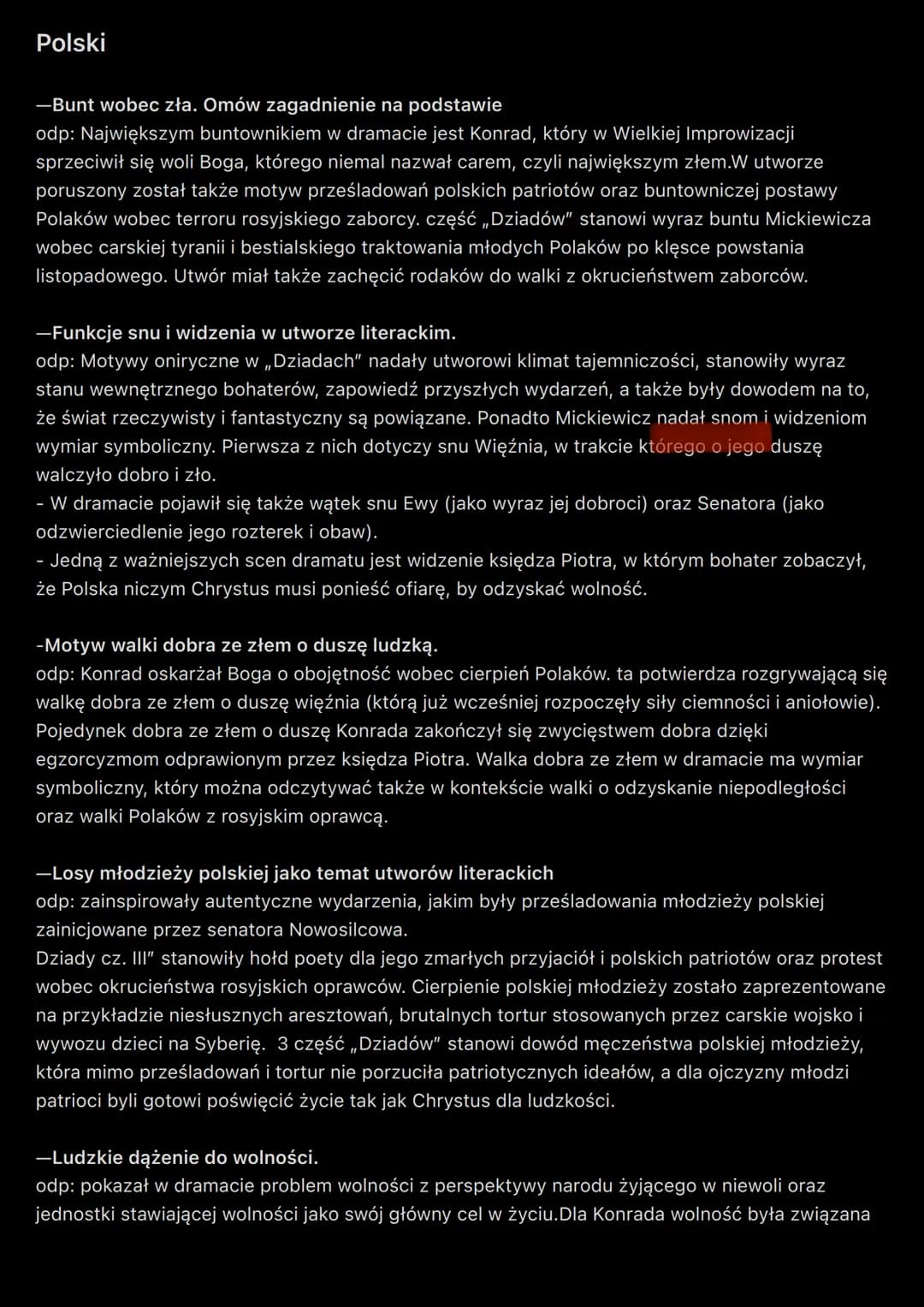 Polski
-Bunt wobec zła. Omów zagadnienie na podstawie
odp: Największym buntownikiem w dramacie jest Konrad, który w Wielkiej Improwizacji
sp