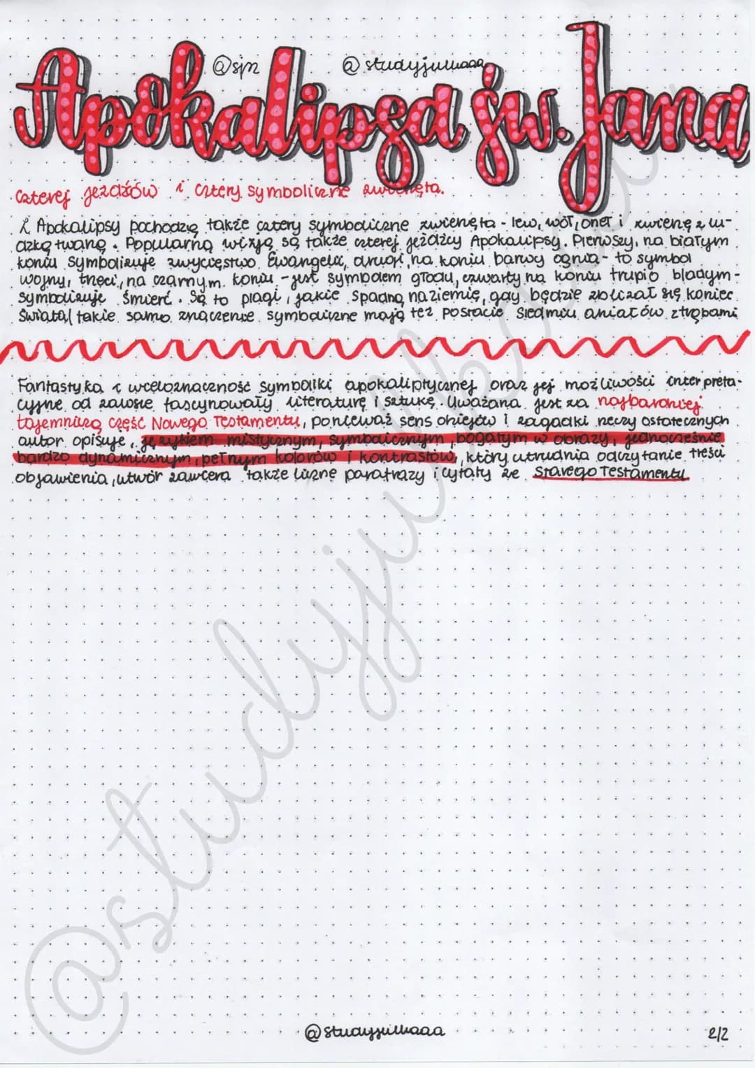 Ap Headlipsa ju kana
@studyulmaaa
- Jest to księga która zamylia nowy Testament
Autorem jest św. Jan, ktory miat objawienie na wyspie Patmos