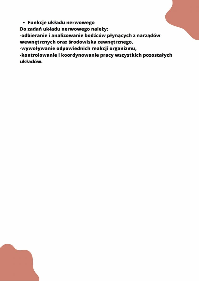 Budowa i rolg układu nerwowego
• Budowa układu nerwowego
●
ośrodkowy układ nerwowy
(OUN)
somatyczny układ nerwowy
(zależy od woli)
otrzymuje