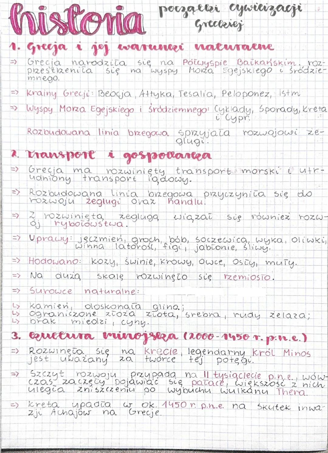 historia perzaten cywilizacji
Groceries
1. Grecja i jej warunki naturaene
=> Grecja narodziła się na Półwyspie Baikańskim, roz-
przestrzenił