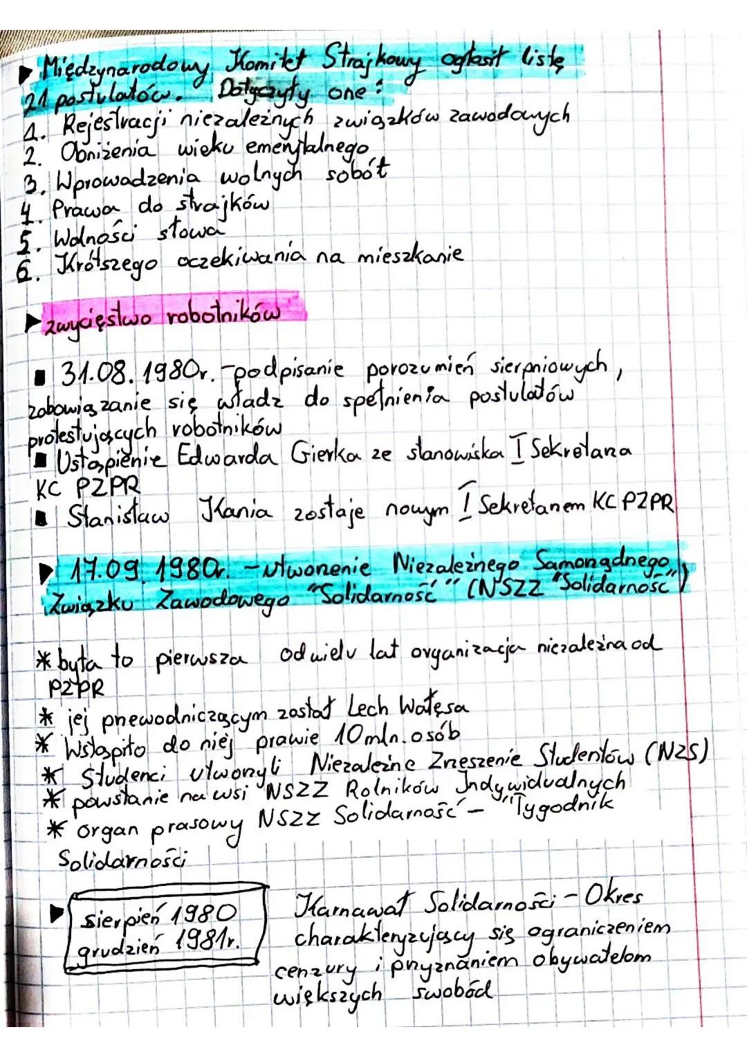 Temat 26
14.08.1980r.- wybuch strajku w Stoczni Gdańskiej
31.08.1980r.-podpisanie porozumień sierpniowych.
5.09.1980r.- Stanisław Kania I Se