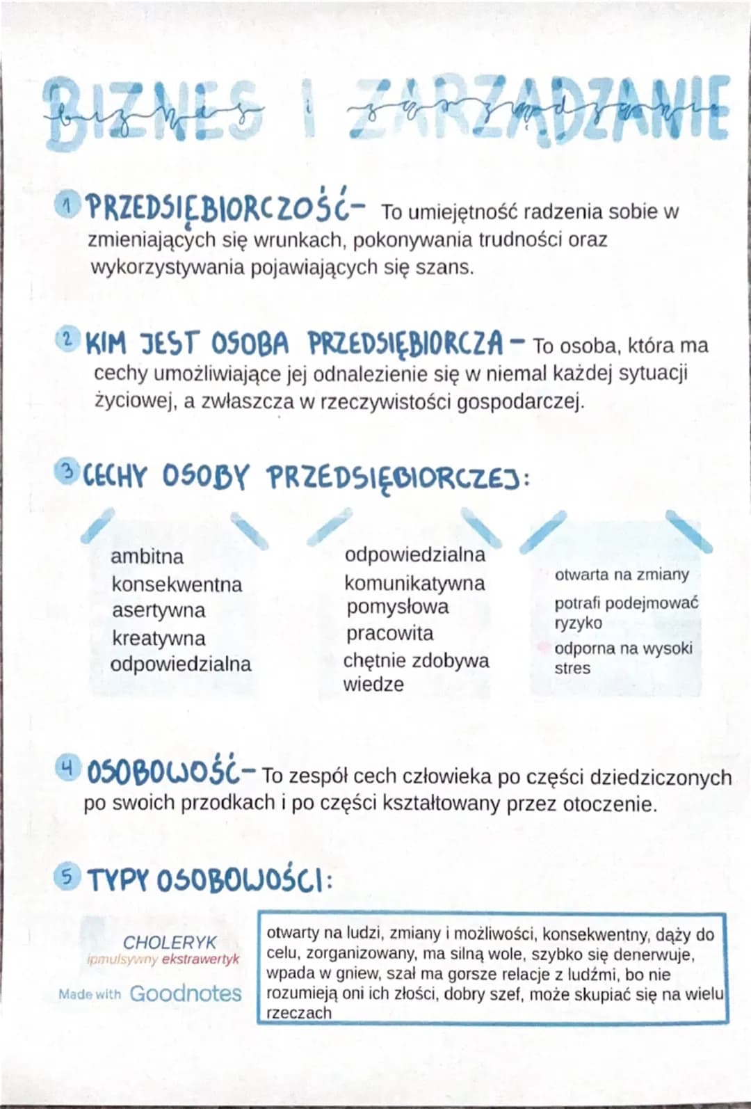 BIZNES | ZARZĄDZANIE
PRZEDSIĘBIORCZOŚĆ- To umiejętność radzenia sobie w
zmieniających się wrunkach, pokonywania trudności oraz
wykorzystywan