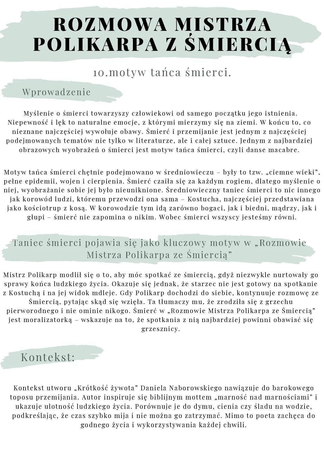 Analiza Rozmowy Polikarpa z Śmiercią - Pytania Jawne Matura 2025