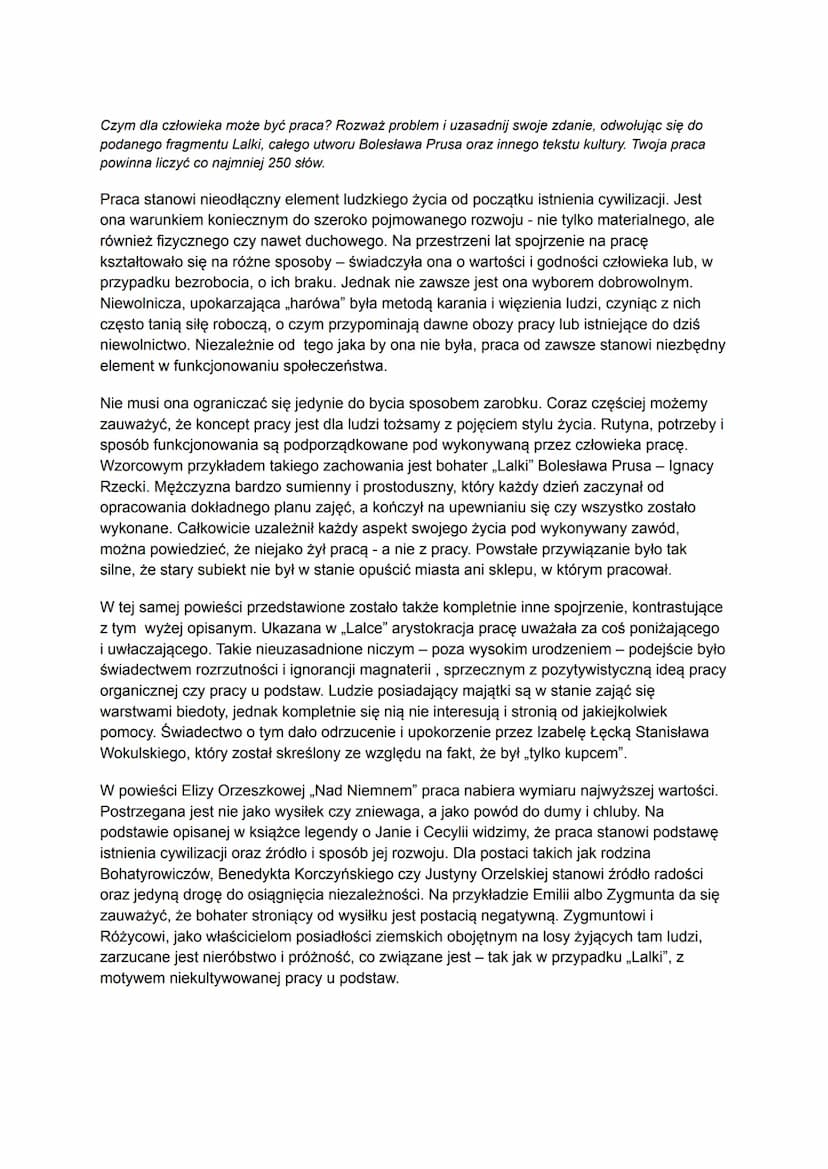 Czym Może Być Praca Dla Człowieka Przykłady Z Literatury