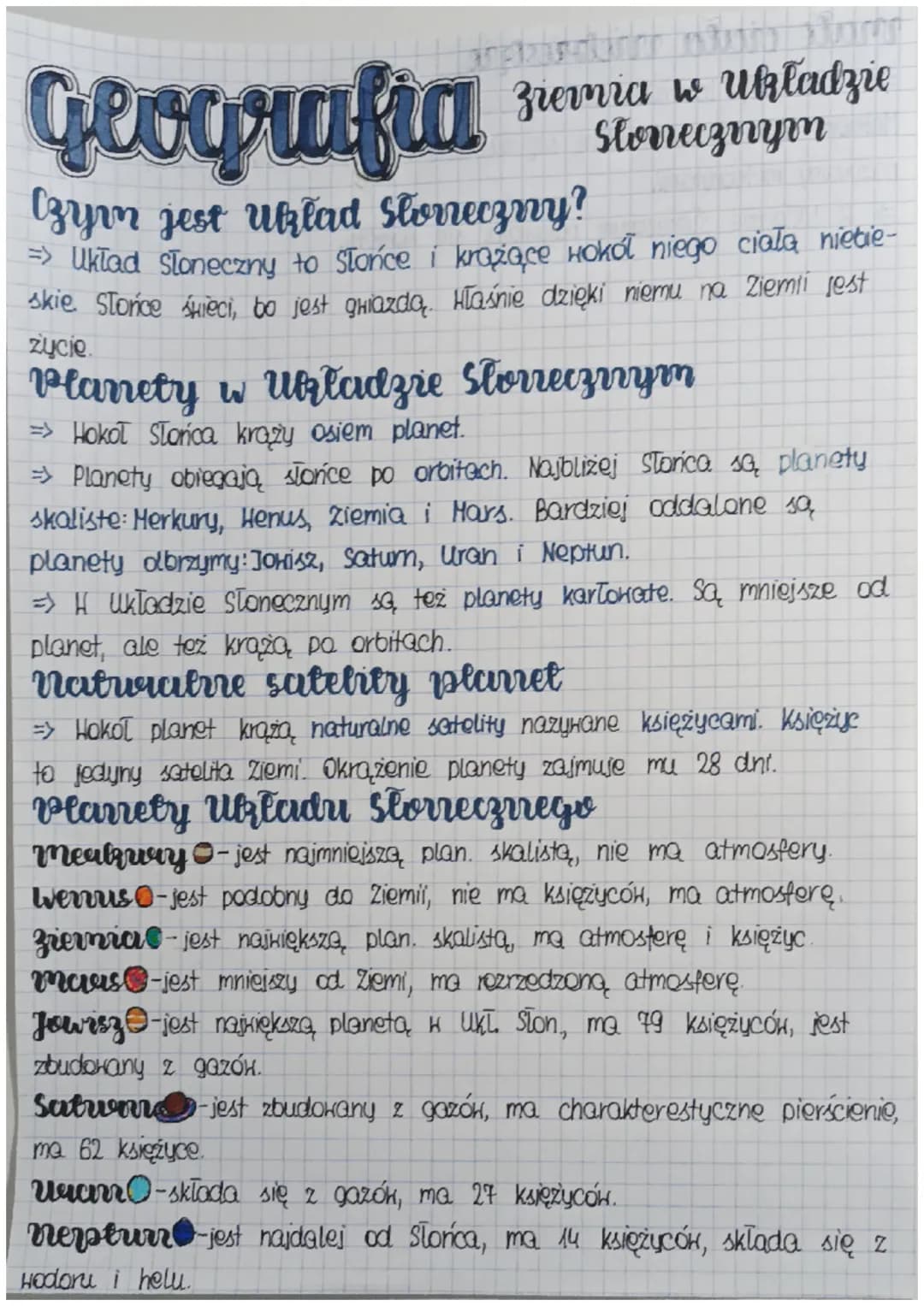 Kişdin mtum in
geografia m
Ziemia w układzie
Slonecznym
Czym jest uklad Słoneczny?
→> Układ Słoneczny to Słońce i krążące Hokół niego ciała 
