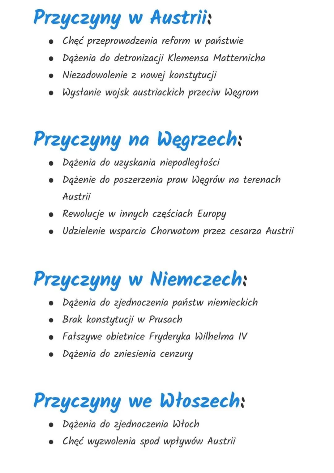 
<h2 id="przyczynyoglne">Przyczyny ogólne:</h2>
<p>Wiosna Ludów była okresem, w którym wiele narodów dążyło do uzyskania niepodległości lub 