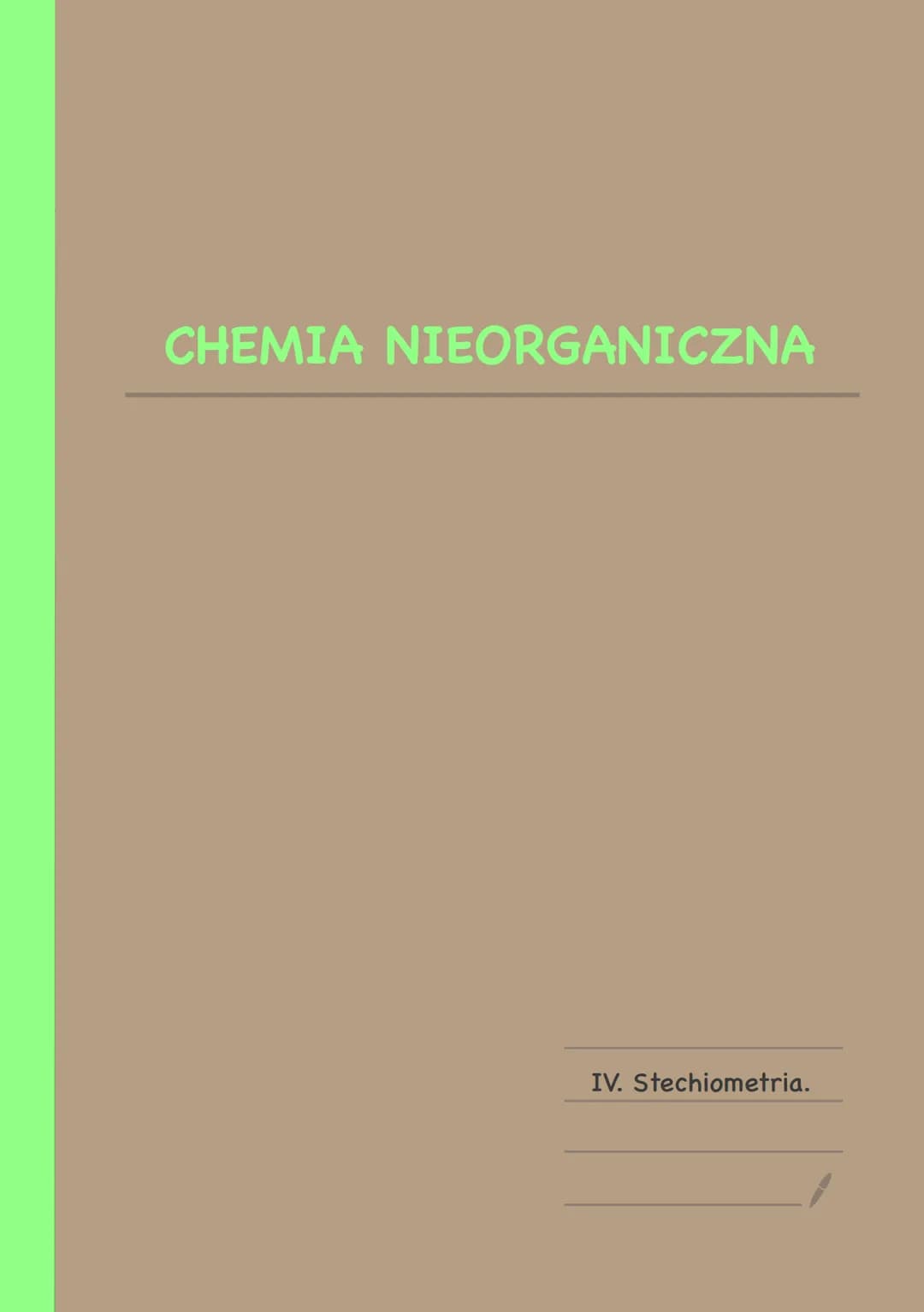 CHEMIA NIEORGANICZNA
IV. Stechiometria. obliczanie liczby atomu w próbce pierwiastka chemicznego
1 at. S - 32 u
x at. S 32 6,02 10" u
X =
1 