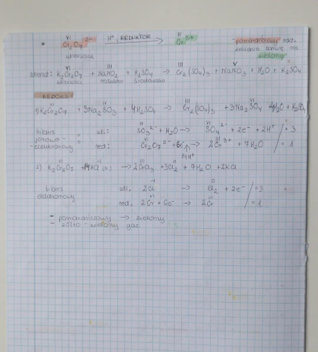 --- OCR Start ---
CHROM
Cr 2+
miebieski noatwor
Cr 3+
szarzielony zielony raat.
Cr(OH)2 brumatny osad
2-
Cr(OH)3 szarazielony / zielony osad
