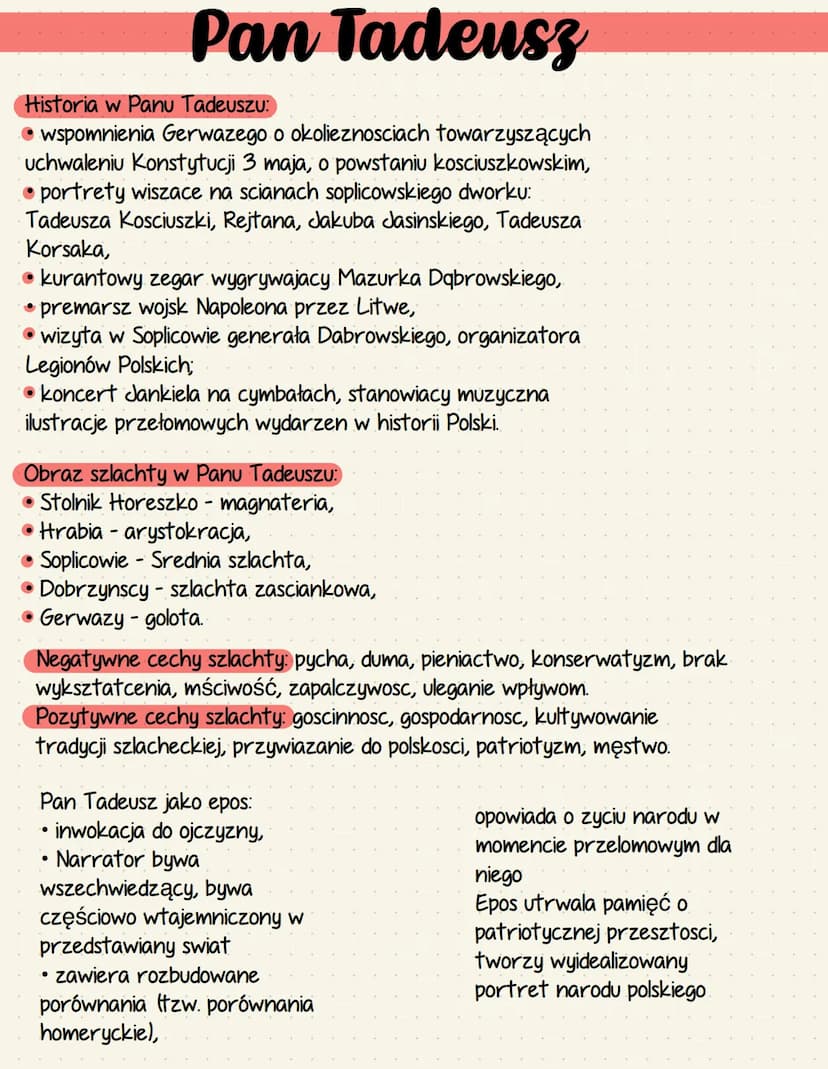 Pan Tadeusz
Autor: Adam Mickiewicz
Czas i miejsce powstania Pana Tadeusza: Pan Tadeusz powstawał w PARYŻU w
latach 1832-1834, wydany został 