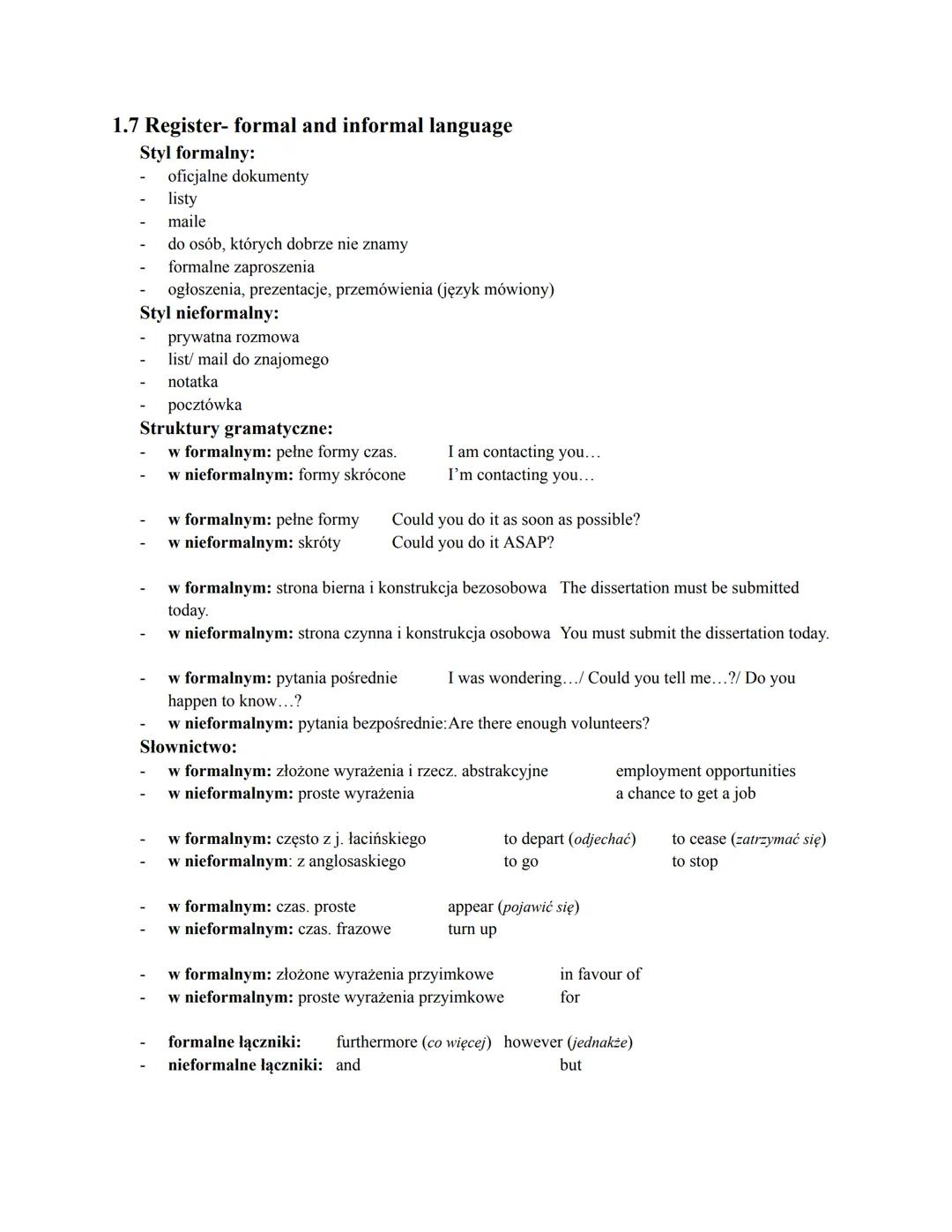 # 1.2 Grammar- Present and Past habits
- Present Simple/ Past Simple- opis czynności / stanów powtarzających się obecnie/ w
przeszłości.
Whe