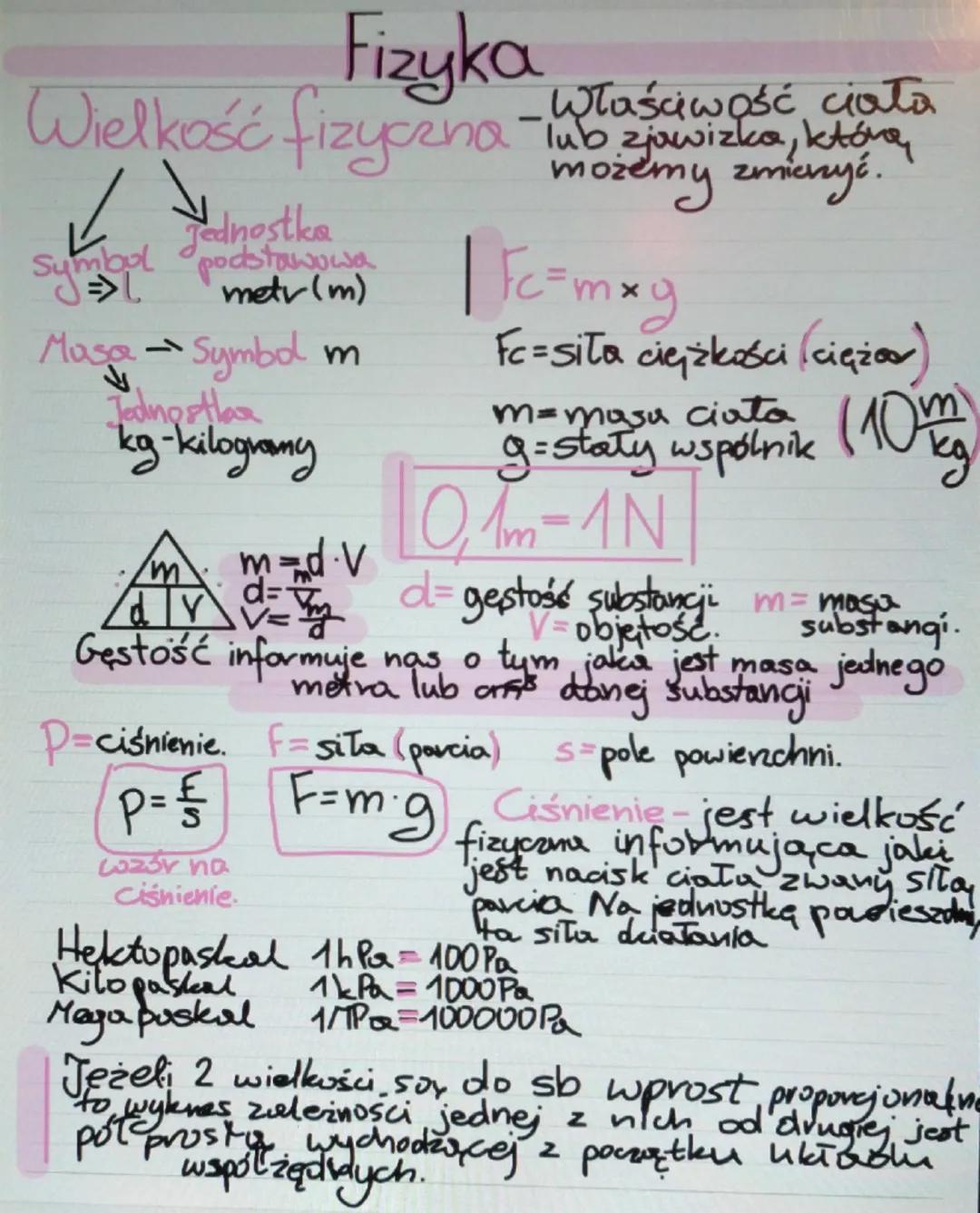 Fizyka
Wielkość fizyczna - wlasciwość ciała
zjawizka,
możemy zmierzyć.
Jednostka
Sumbul podstawowa
metv (m)
| FC=mxy
1
Masa Symbol m
Jednost