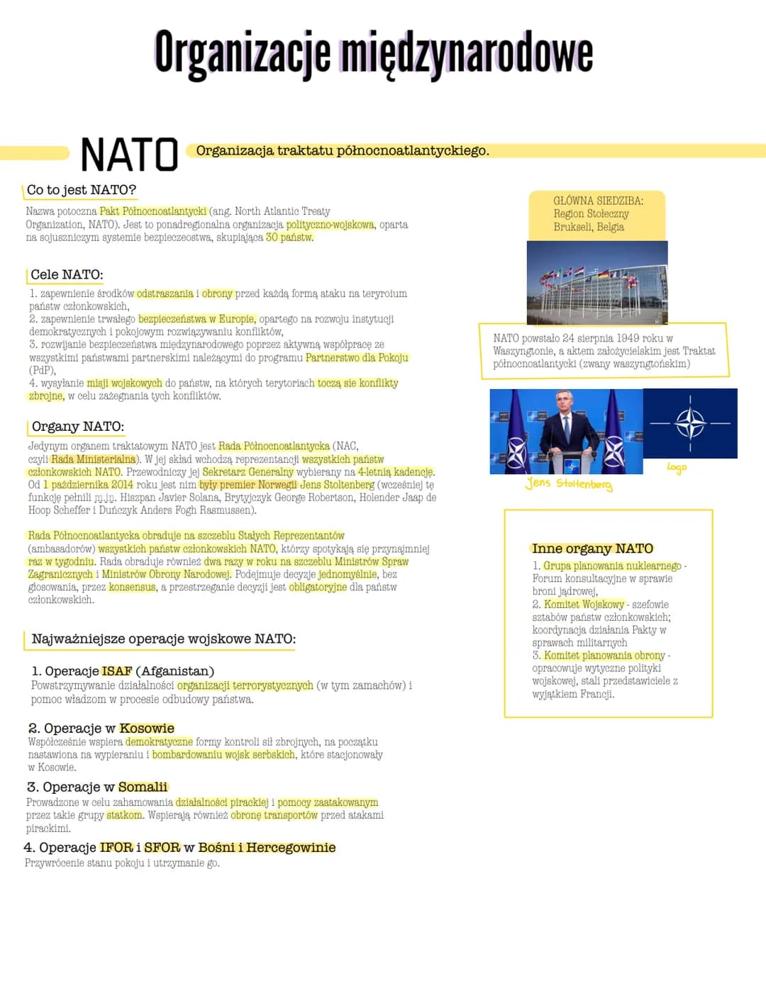 
<p>NATO -- skrót od nazwy North Atlantic Treaty Organization -- to organizacja polityczno-wojskowa, której celem jest zapewnienie środków o