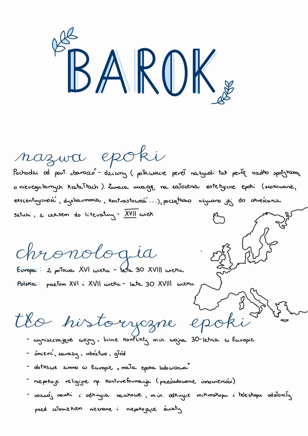 fbe
O
BAROK
nazwa epoki
Pochodzi od povt. barocco" - dziwny (poła wiacze pereł nazywali tak perłę nadho spotykaną
nieregularnych Kształtach 