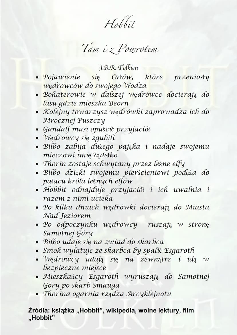 THE
НОВВIТ
J.R.R.
TOLKIEN ●
Hobbit
Tam iz Powrotem
J.R.R. Tolkien
Akcja powieści rozgrywa się w Trzeciej Epoce
Śródziemia.
Miejsce akcji nie