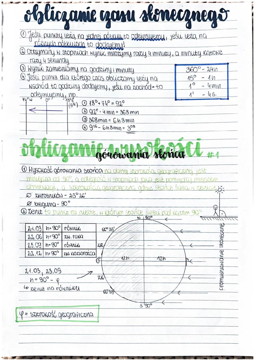 obliczanie czasu słonecznego
Ⓒ Jeśli punkty leżą, na jednej półkuli to ageimwemu, jeśli leżą na
ndžiauch półkulloch to dodajemy!
® Otrymany 