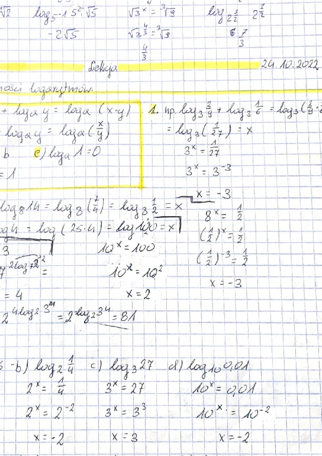 diekuja
Temat: Definicia lazarytmu. Palstawowe własności, logarytmów.
c- wynik
logarytm - log
liga b=c
6-hozba logarytmowana
a-palstawa waga