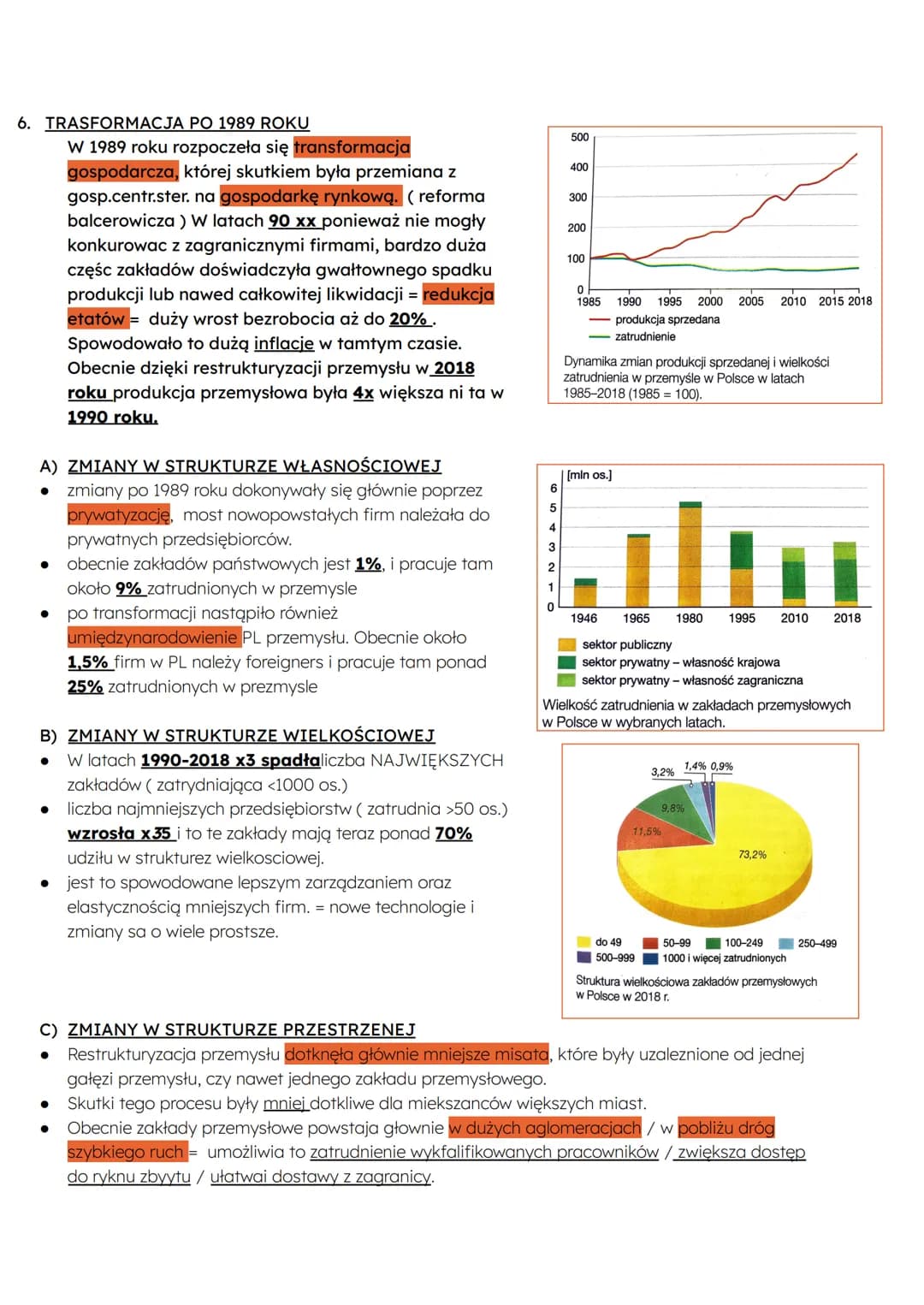 PRZEMIANY PRZEMYSŁU W POLSCE
1. POJECIA
● PRZEMYSŁ - jest to 2 sektor gospodarki który zajmuje się eksplatacją zasobów naturalnych,
przetwar