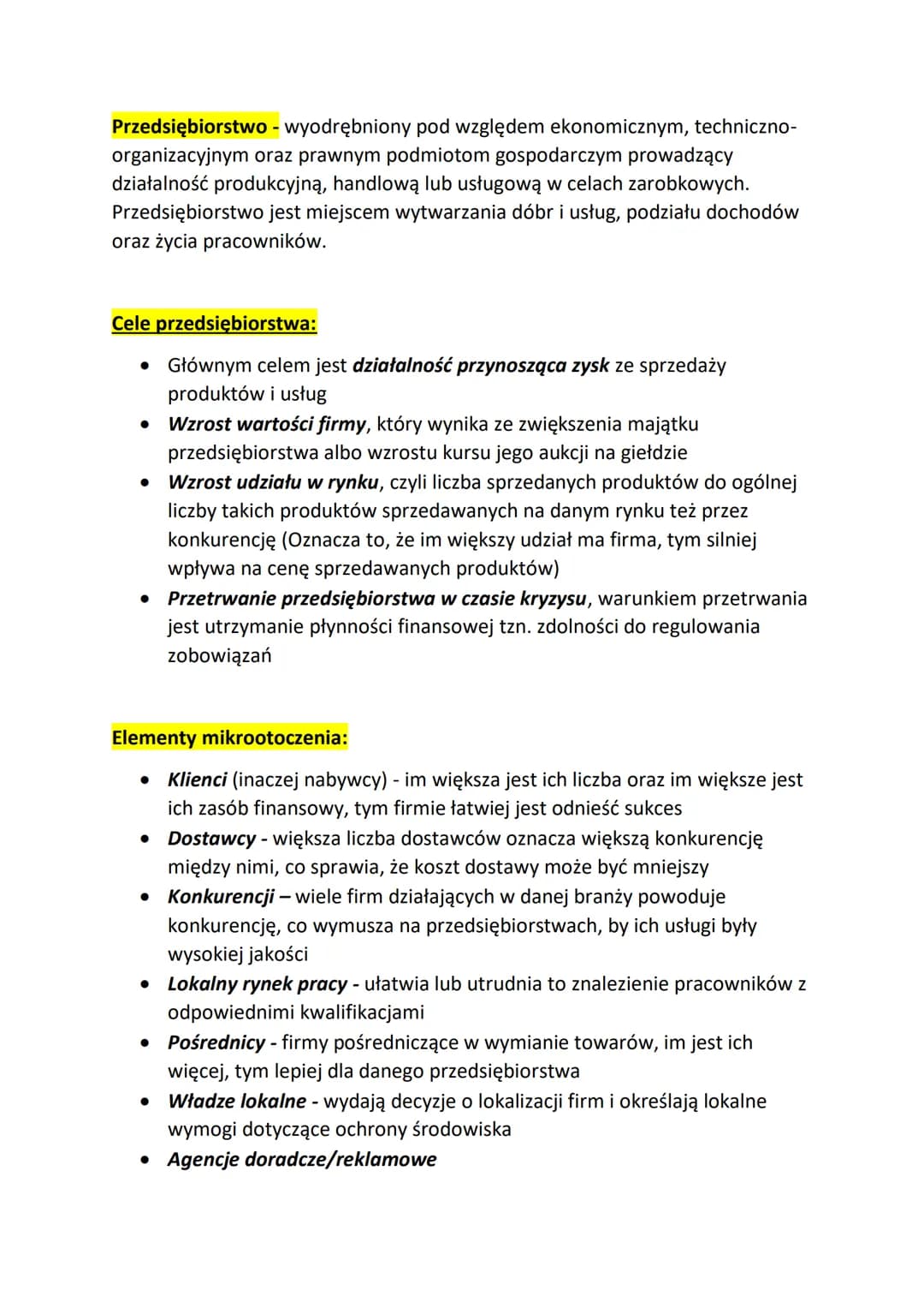 Przedsiębiorstwo - wyodrębniony pod względem ekonomicznym, techniczno-
organizacyjnym oraz prawnym podmiotom gospodarczym prowadzący
działal
