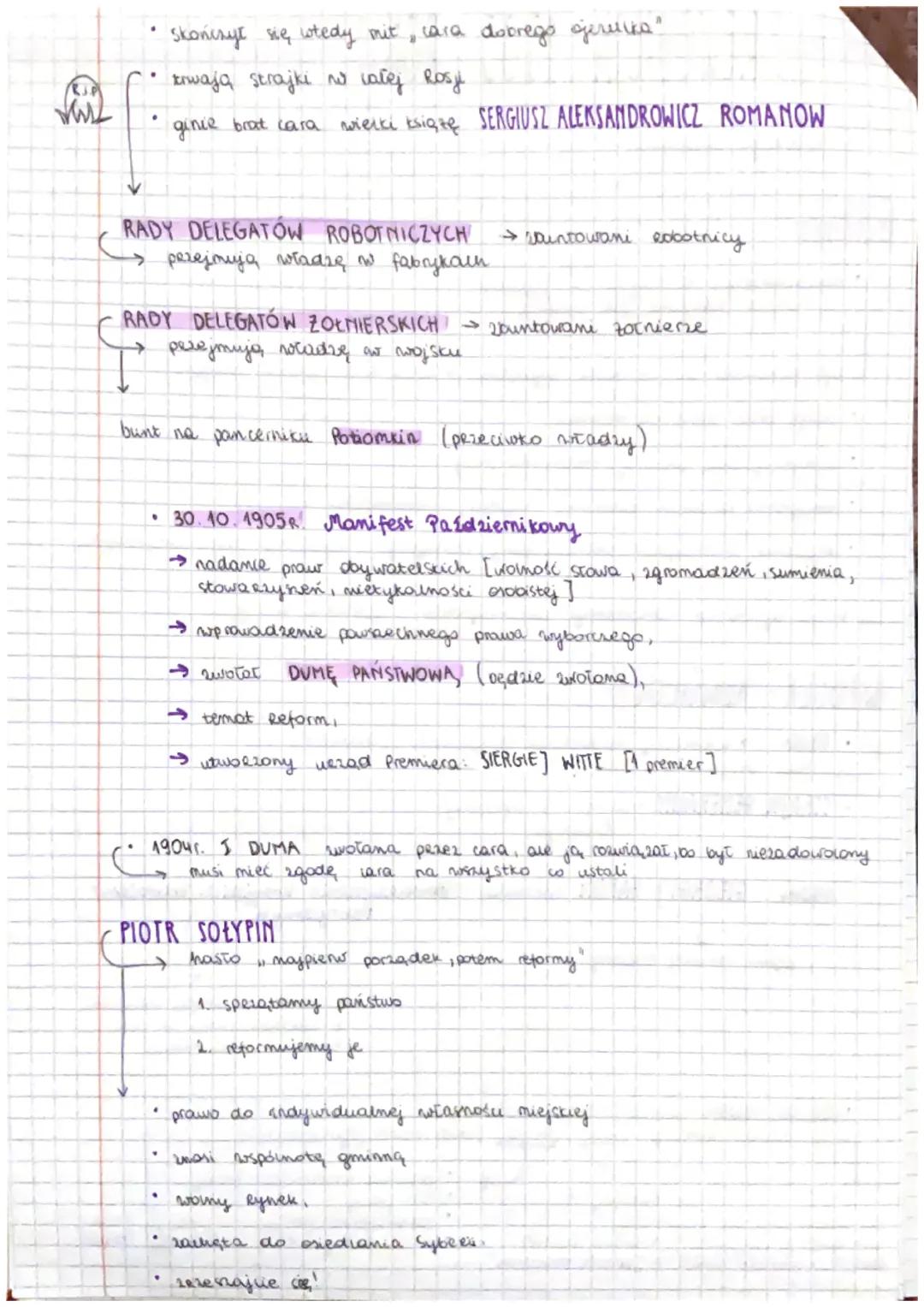 # REWOLUCJA 1905 ROKU

Rewolucja Robotnica

GENEZA

- niepowodzenia w wojnie z Japonia,
→wojska zato pione pad Cuszima

a byli nastawieni na
