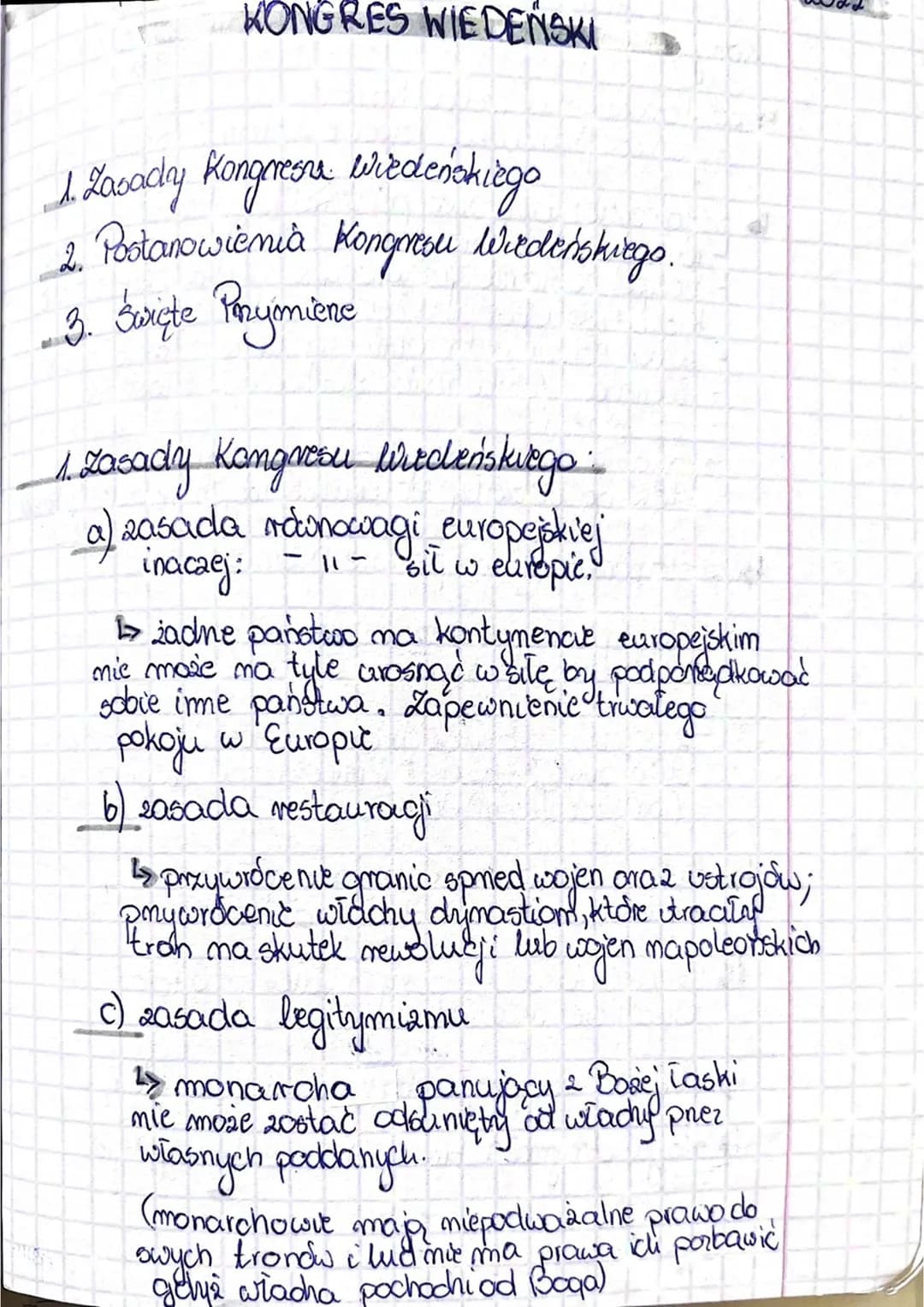 KONGRES WIEDEŃSKI
I Locady Kongresose wiedeńchingo
2. Postanowienia Kongresu Wiedeńskiego.
3. Święte Przymiene
1. Zasady Kangarosu Wiedeński