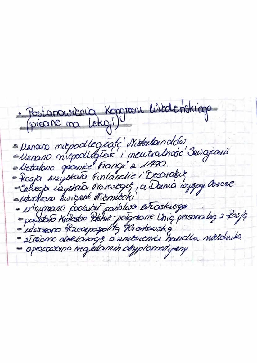 KONGRES WIEDEŃSKI
I Locady Kongresose wiedeńchingo
2. Postanowienia Kongresu Wiedeńskiego.
3. Święte Przymiene
1. Zasady Kangarosu Wiedeński