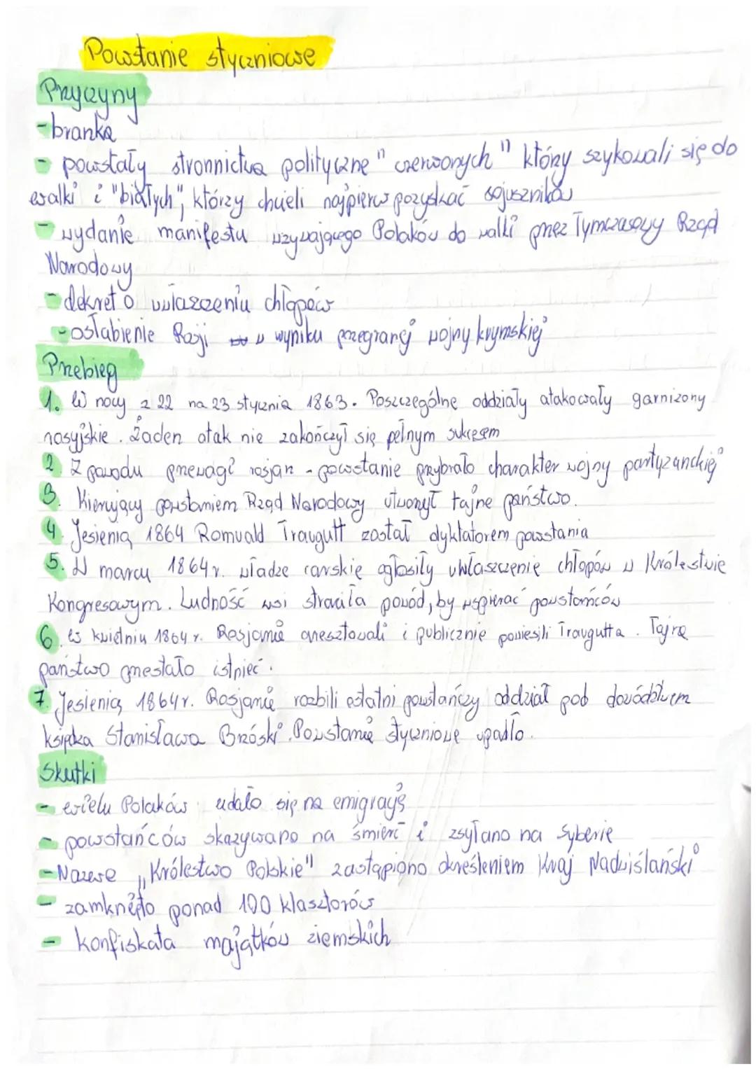 Przyczyny, Przebieg i Skutki Powstania Styczniowego