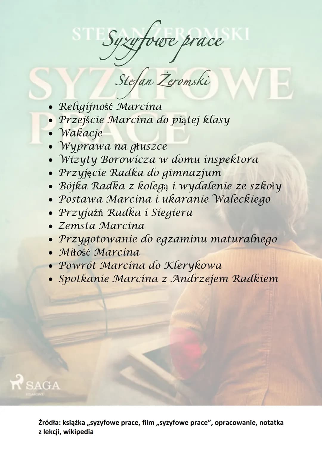 STI Syzyfowe prace SKI
Stefan Żeromski
SYJ FOWE
Bohaterowie:
Marcin Borowicz
P.
Andrzej Radek
• Bernard Sieger
• Anna Stogowska
• Walenty i 