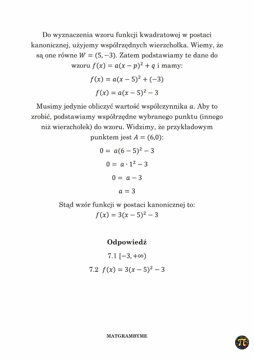 FUNKCJA KWADRATOWA
Wyróżnik A trójmianu kwadratowego ax² + bx + c,
(a 0,b,ce R) zmiennej rzeczywistej x to liczba
A= b² - 4ac
Wykres funkcji