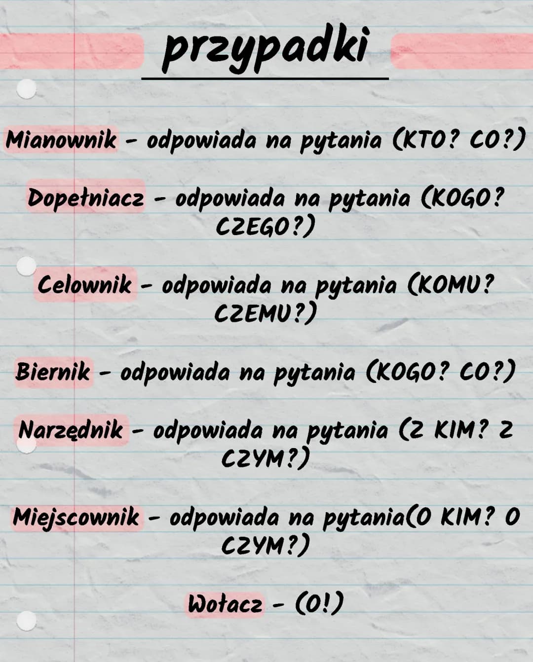 Przypadki - Język Polski