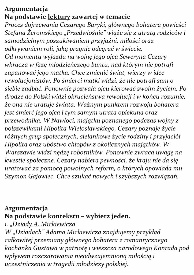 Problem dorastania i
społecznej inicjacji bohatera.
Omów zagadnienie na podstawie Przedwiośnia Stefana
Żeromskiego. W swojej odpowiedzi uwzg