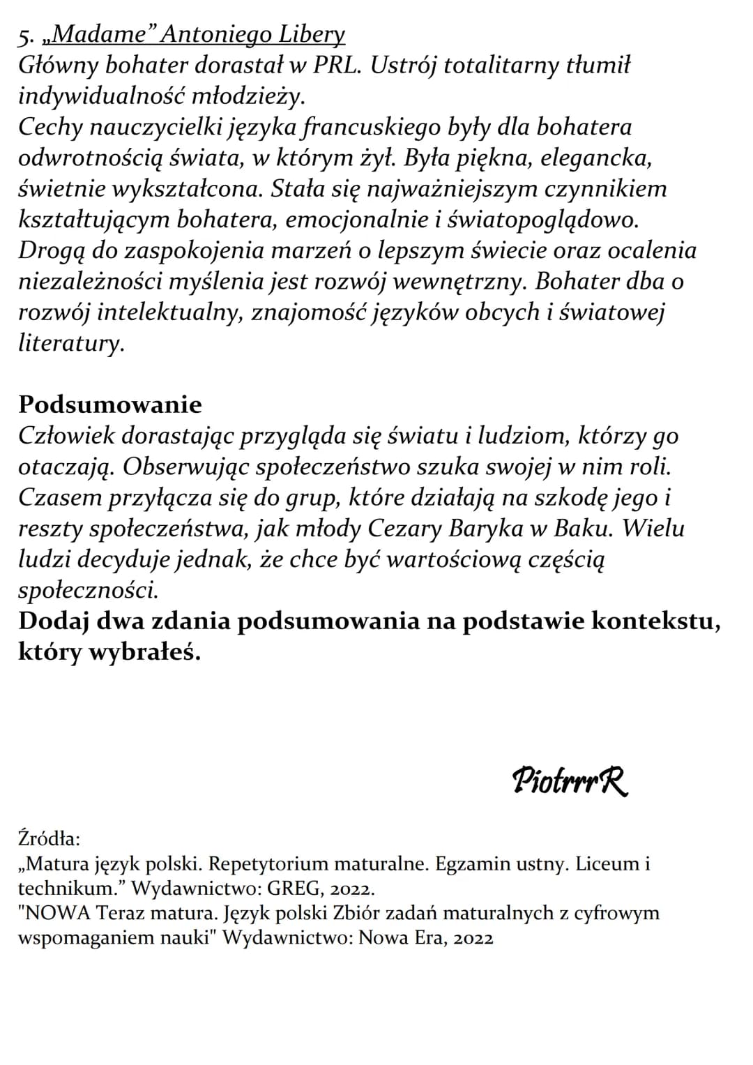 Problem dorastania i
społecznej inicjacji bohatera.
Omów zagadnienie na podstawie Przedwiośnia Stefana
Żeromskiego. W swojej odpowiedzi uwzg