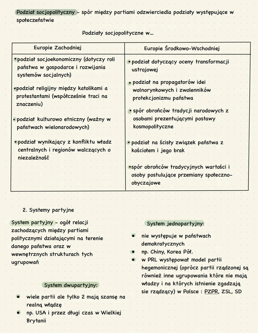 1. Partie polityczne
Partia polityczna - dobrowolna organizacja dążąca do zdobycia lub utrzymania władzy w
państwie w celu realizacji swojeg