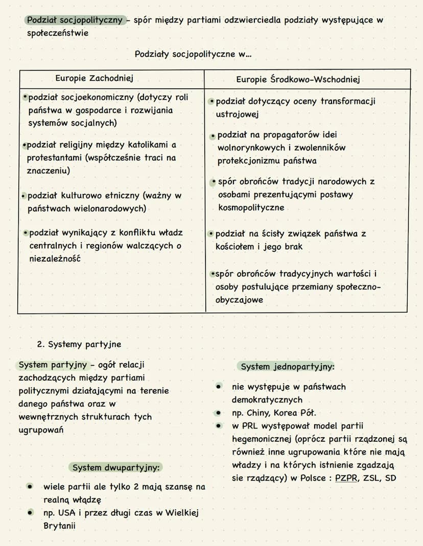 1. Partie polityczne
Partia polityczna - dobrowolna organizacja dążąca do zdobycia lub utrzymania władzy w
państwie w celu realizacji swojeg