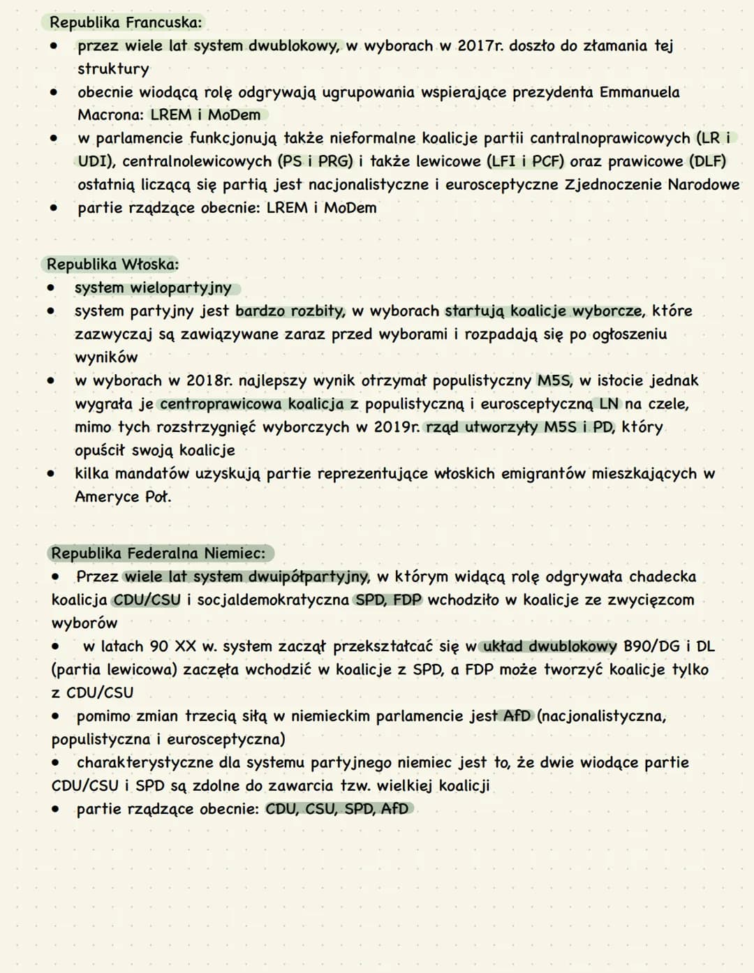1. Partie polityczne
Partia polityczna - dobrowolna organizacja dążąca do zdobycia lub utrzymania władzy w
państwie w celu realizacji swojeg