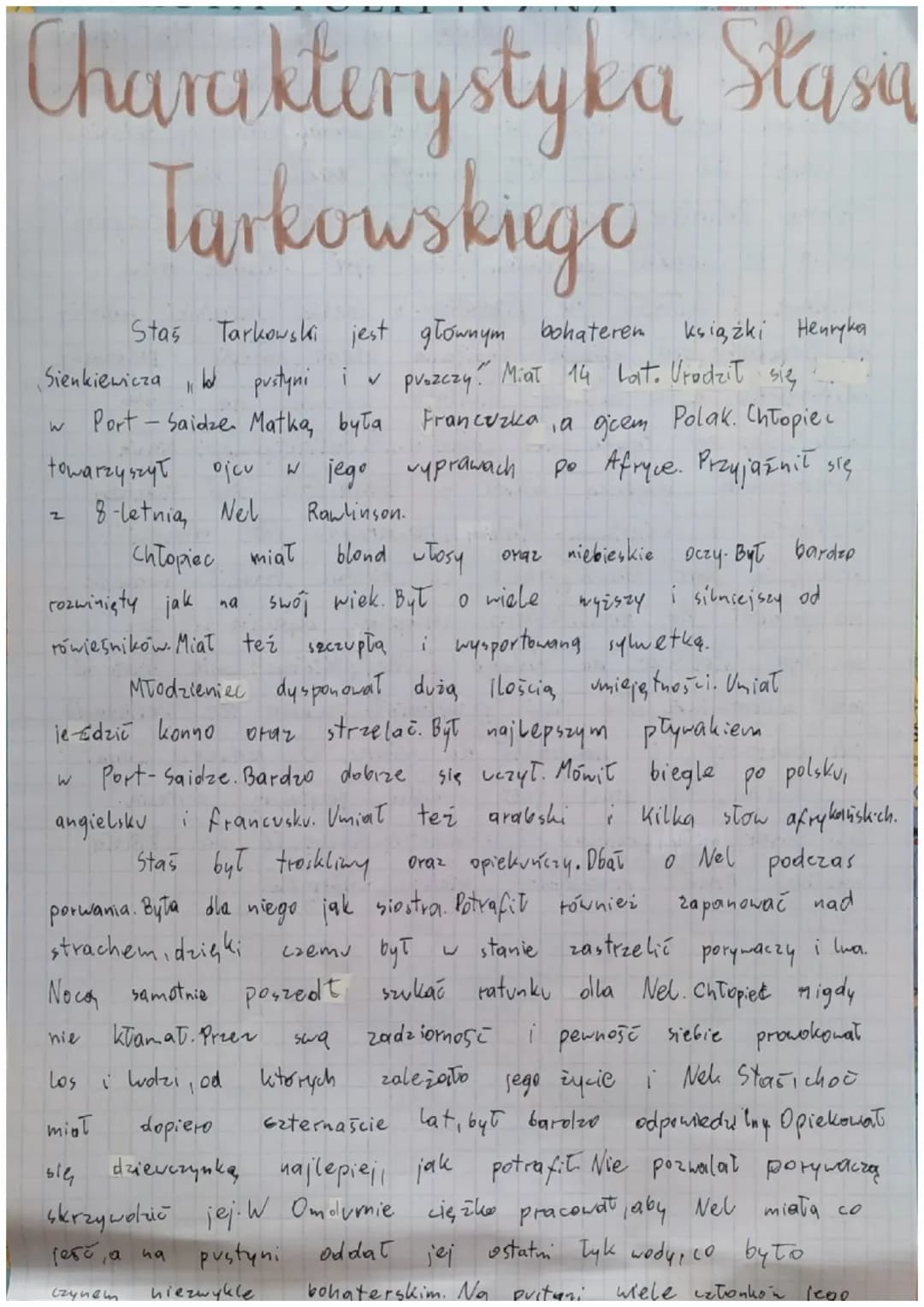 Charakterystyka Stany
Stasia
Tarkowskiego
Sienkiewicza
W
Stas Tarkowski jest głównym bohaterem
z
towarzyszył
W
Port-Saidze Matka była
kad pu