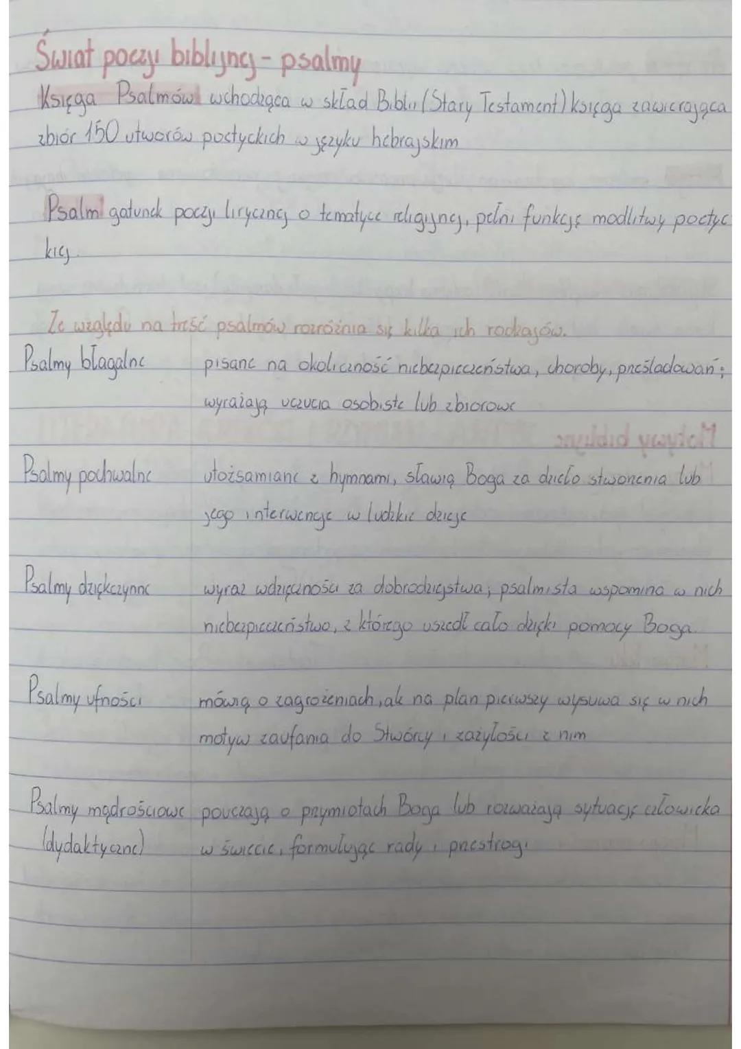 Swiat poczy bibling - psalmy
Księga Psalmów wchodząca w skład Biblu (Stary Testament) księga zawierająca
zbiór 150 utworów pustyckich w języ