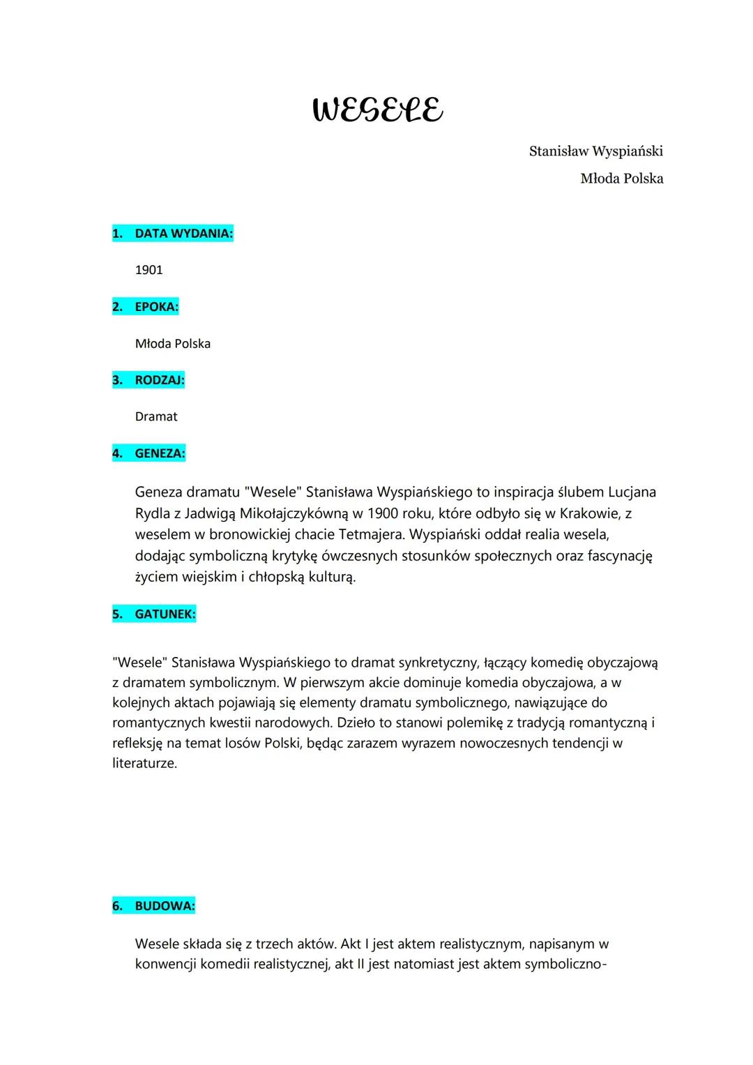 Język Polski - Wesele