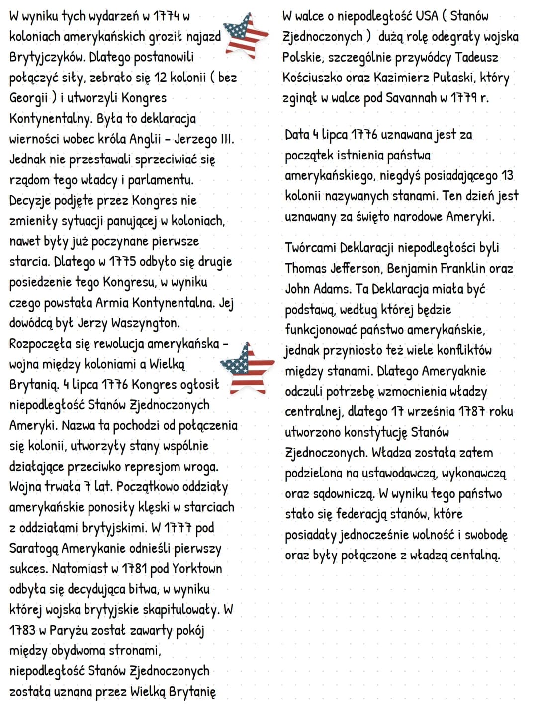 W wyniku tych wydarzeń w 1774 w
koloniach amerykańskich groził najazd
Brytyjczyków. Dlatego postanowili
połączyć siły, zebrało się 12 koloni