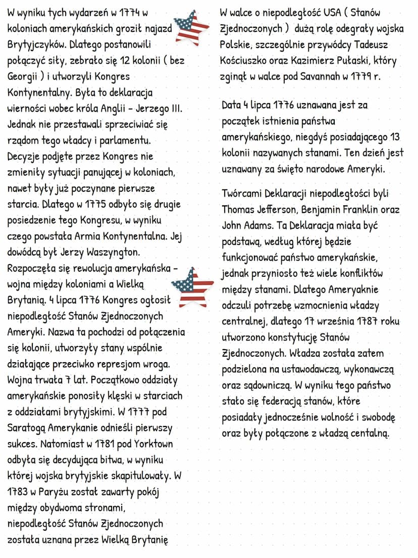 W wyniku tych wydarzeń w 1774 w
koloniach amerykańskich groził najazd
Brytyjczyków. Dlatego postanowili
połączyć siły, zebrało się 12 koloni