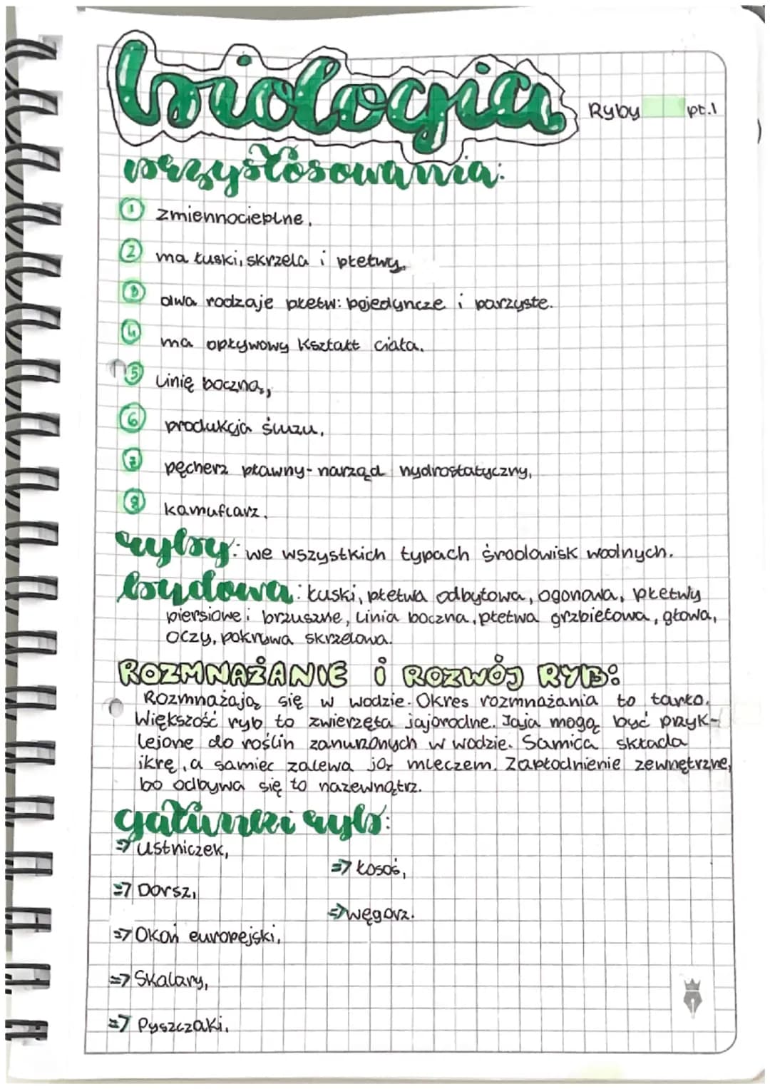 biologia
przystosowania
Ozmiennocieplne.
②ma tuski, skrzela i płetwy.
alwa rodzaje płetw: pojedyncze i parzyste.
ma opływowy kształt ciała.
