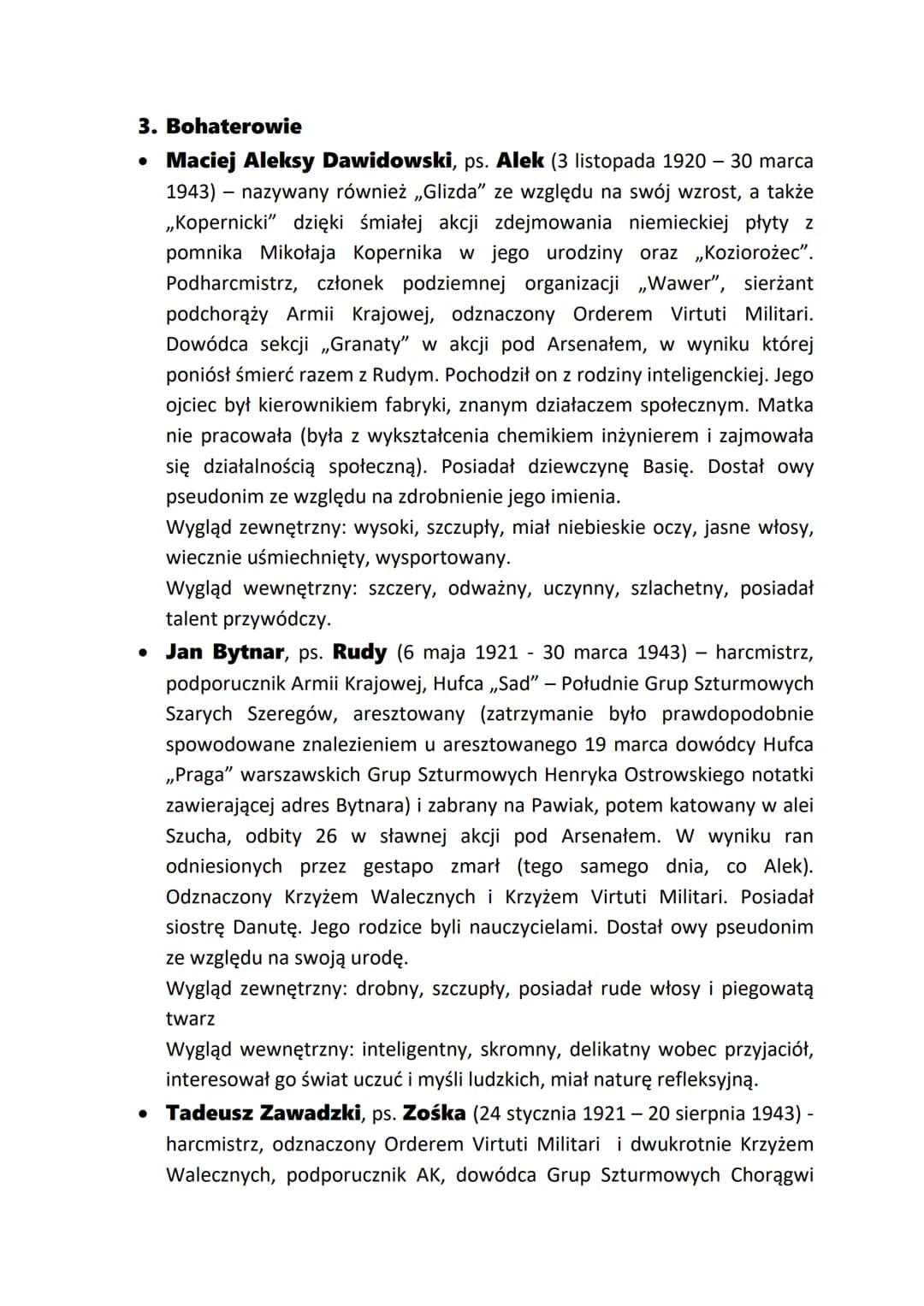 Kamienie na szaniec
Aleksander Kamiński
1. Problematyka
Utwór skupia się głównie na patriotyzmie Polaków, począwszy od najmłodszych aż do
na