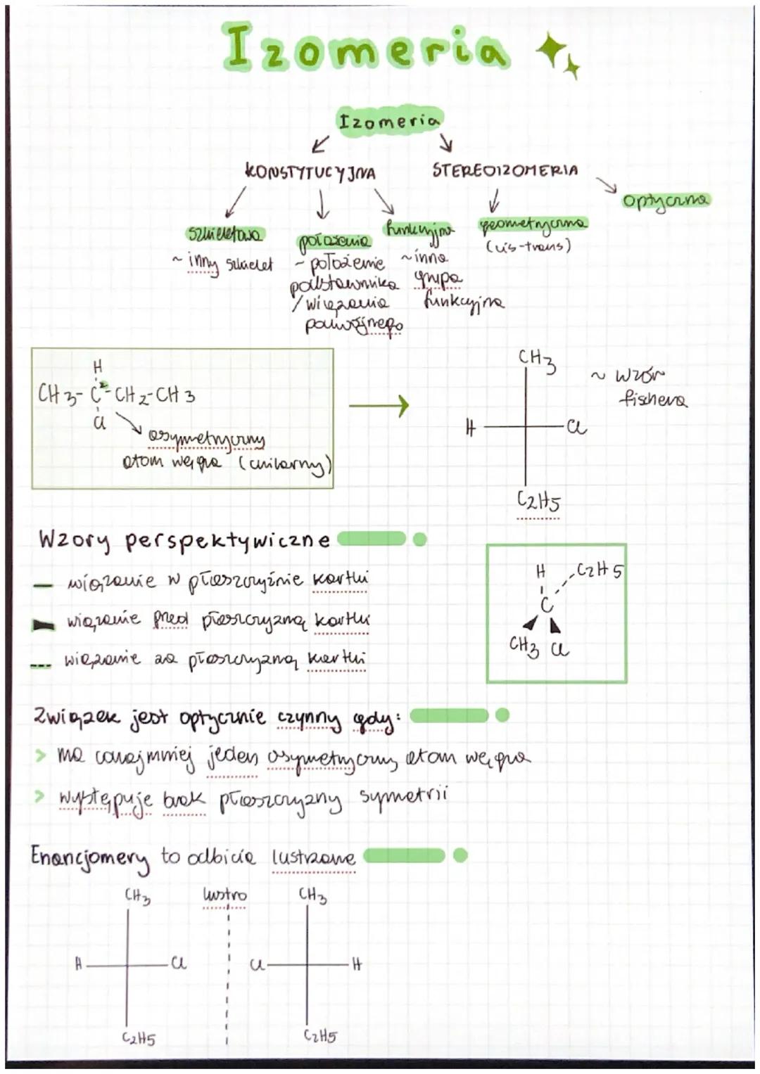 # Izomeria

K
Izomeria

KONSTYTUCY JINA

STEREOIZOMERIA

↓ ↓

↓

Optycrme

Szkieletowa

potazama hinternjine pesmetajarna

(us-trans)

~inny