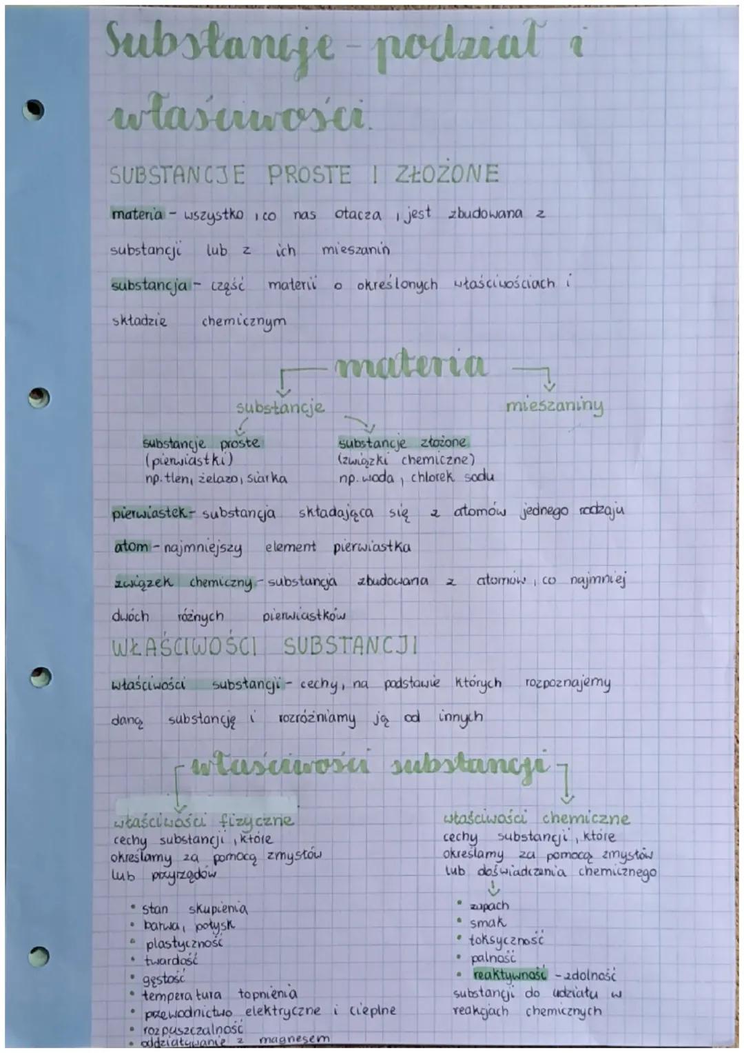 Substancje - podział i właściwości 