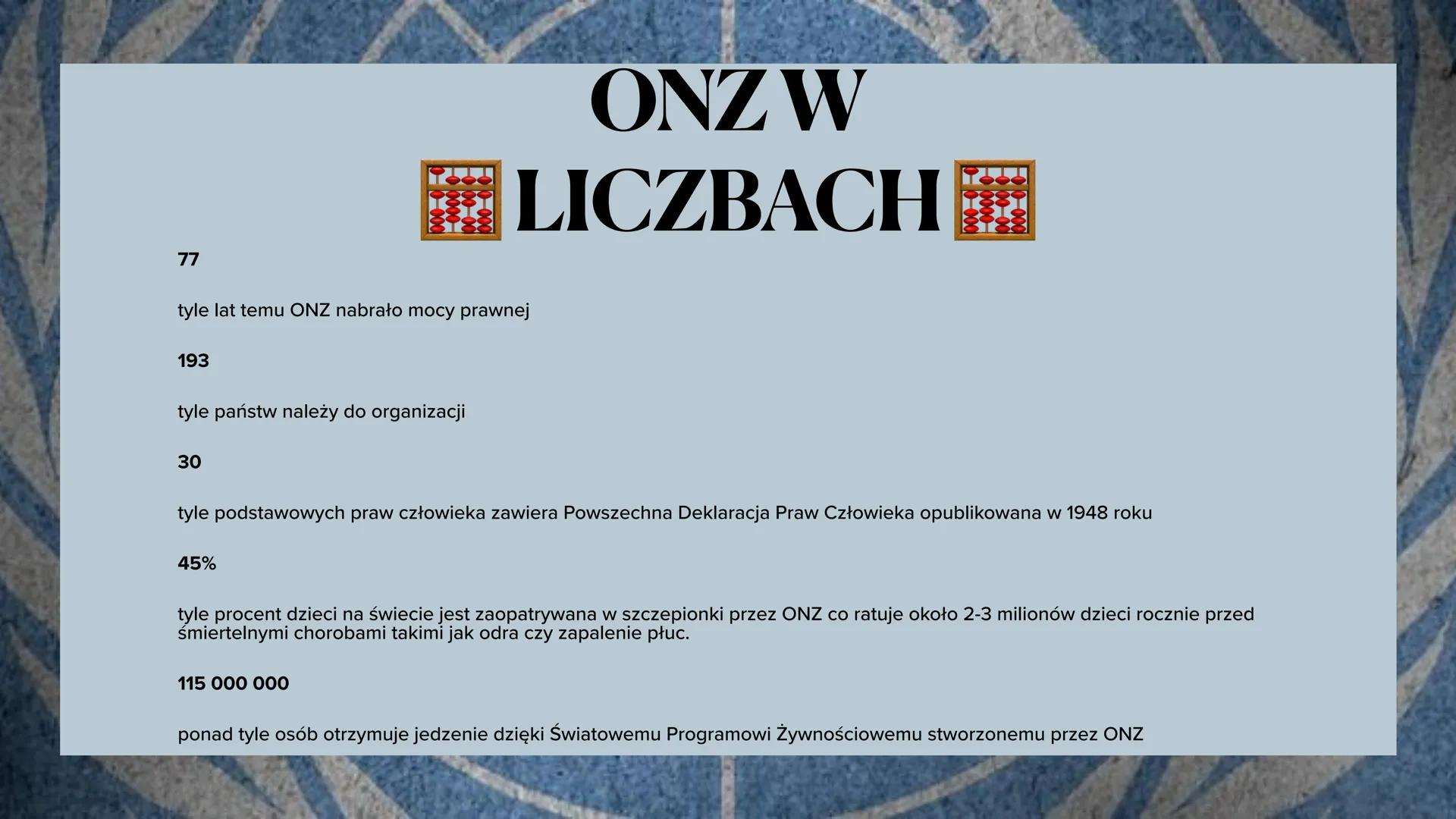 ONZ-czym jestic jest nam
potrzebne

M. Bednarz, A. Goj, K. Jankowska, D. Sczyrba
2ph # Co to ONZ?

I jaką ma misję?

Organizacja Narodów Zje