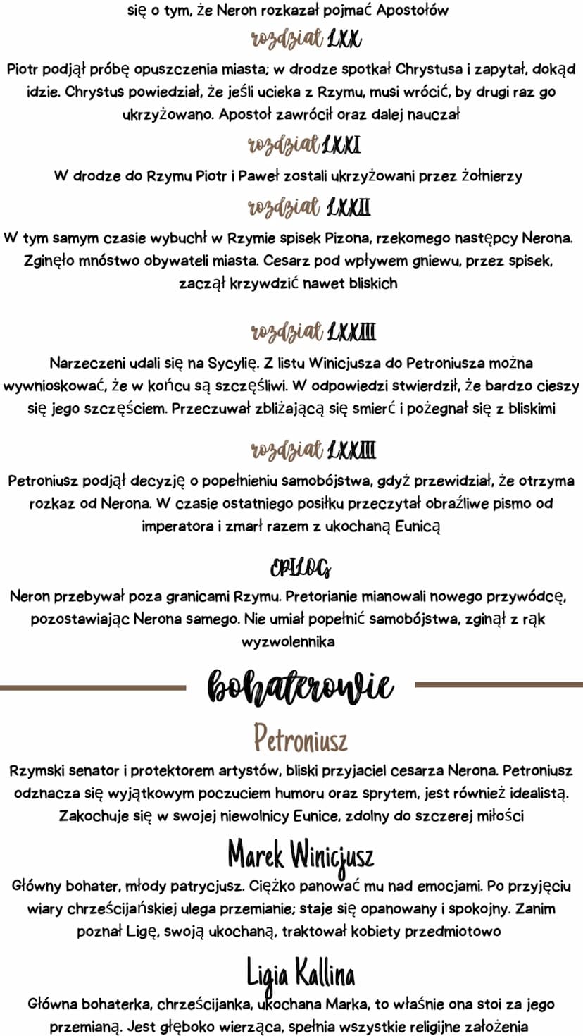 QUO VADIS
HENRYK SIENKIEWICZ
geneza
,,Pomysł napisania Quo vadis powstał we mnie pod wpływem czytania Annałów
Tacyta, który jest jednym z na