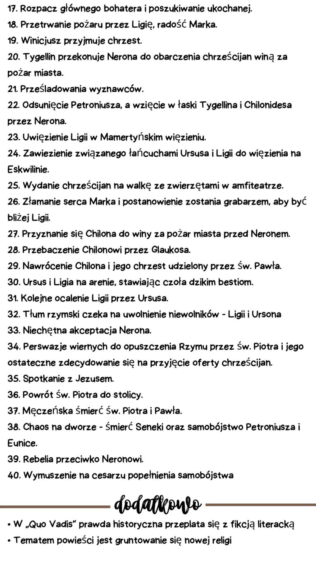 QUO VADIS
HENRYK SIENKIEWICZ
geneza
,,Pomysł napisania Quo vadis powstał we mnie pod wpływem czytania Annałów
Tacyta, który jest jednym z na