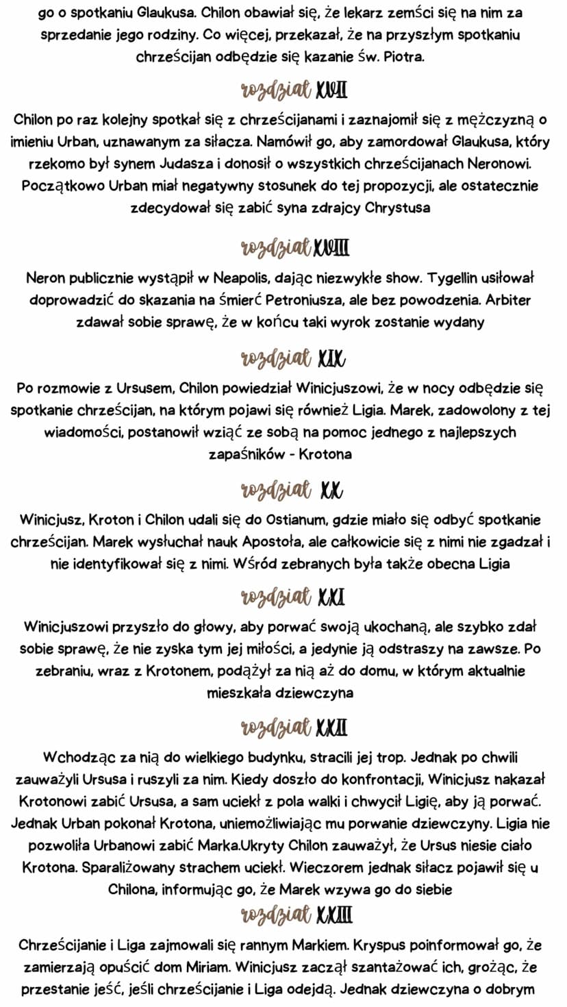 QUO VADIS
HENRYK SIENKIEWICZ
geneza
,,Pomysł napisania Quo vadis powstał we mnie pod wpływem czytania Annałów
Tacyta, który jest jednym z na