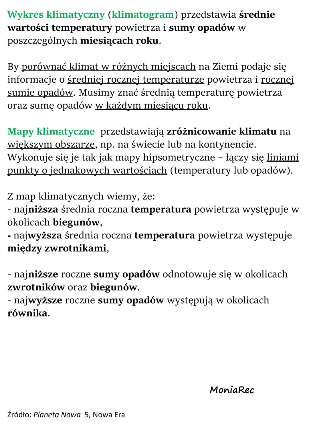 Pogoda a klimat
Pogoda to stan atmosfery w określonym miejscu i czasie.
Składniki pogody:
- temperatura powietrza,
- zachmurzenie,
- opady a