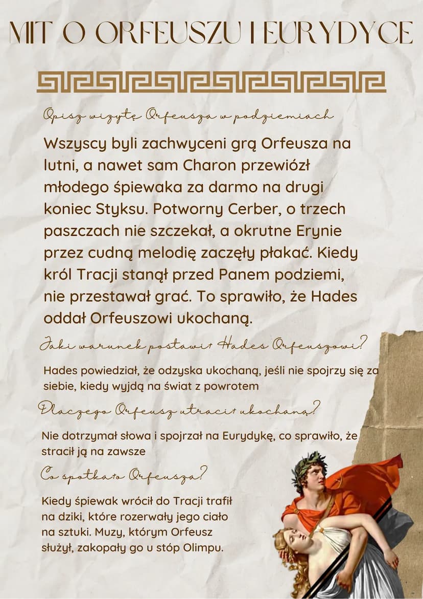 MIT O ORFEUSZU LEURYDYCE
512
1E
1512
Orfeusz dołączył do wyprawy Argonautów, ratując ich przed
muzyką Syren, grając własną, potężniejszą muz